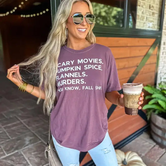 Boxy Tee - Scary Movies, Pumpkin Spice, Flannels, Murders
