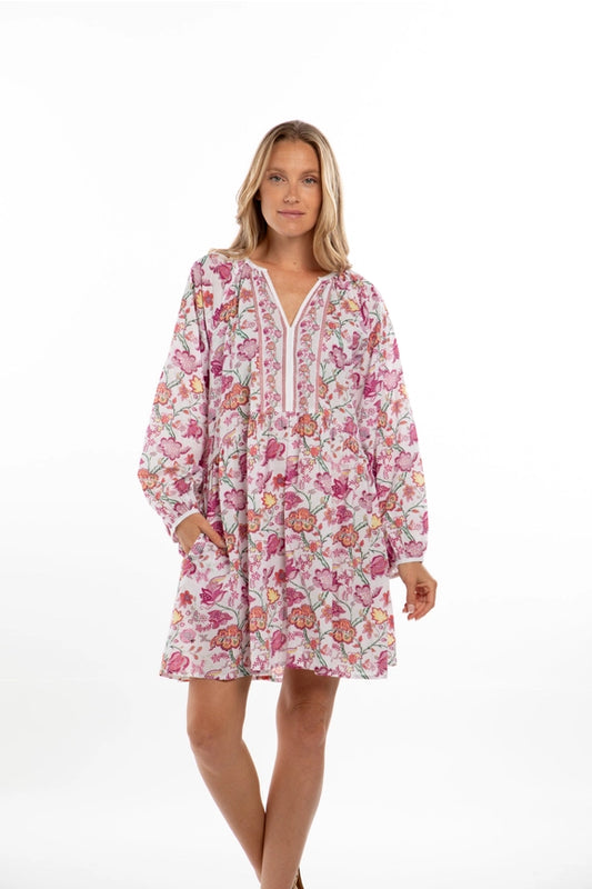 Bindu - Pink + White Lara Dress