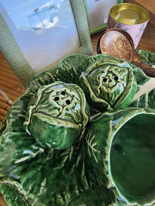 Cabbage Embossed Stoneware - Salt + Pepper Shakers