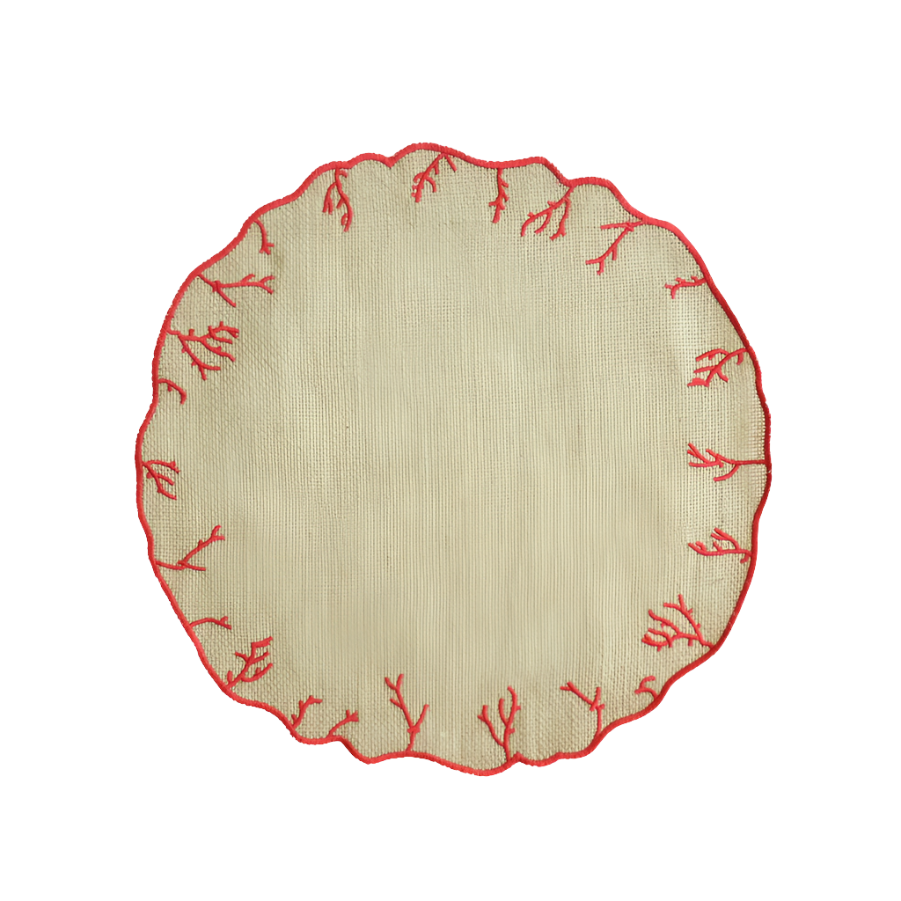 Coral Embroidered Placemat