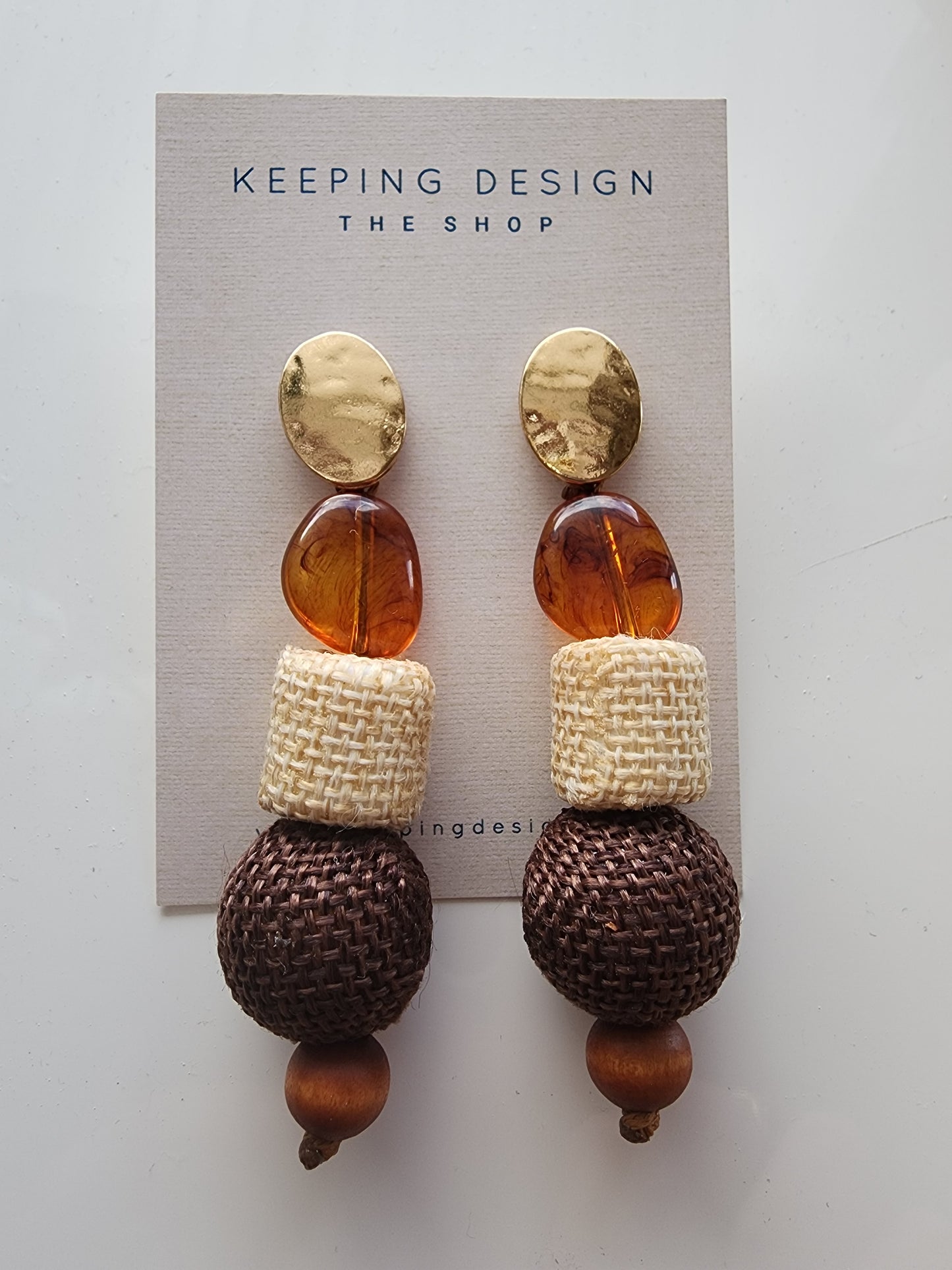 Earrings - Woven + Wood Beaded Drop