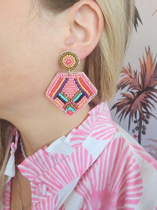Earrings - Beaded Pentagon