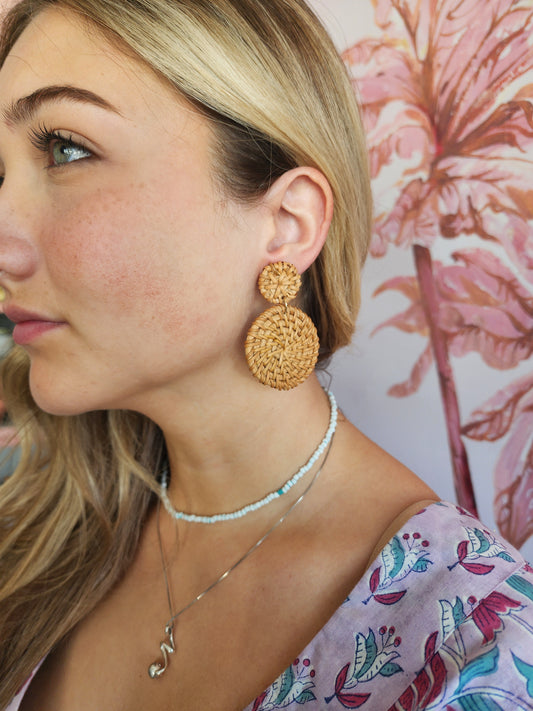 Earrings - Rattan Circle Drop