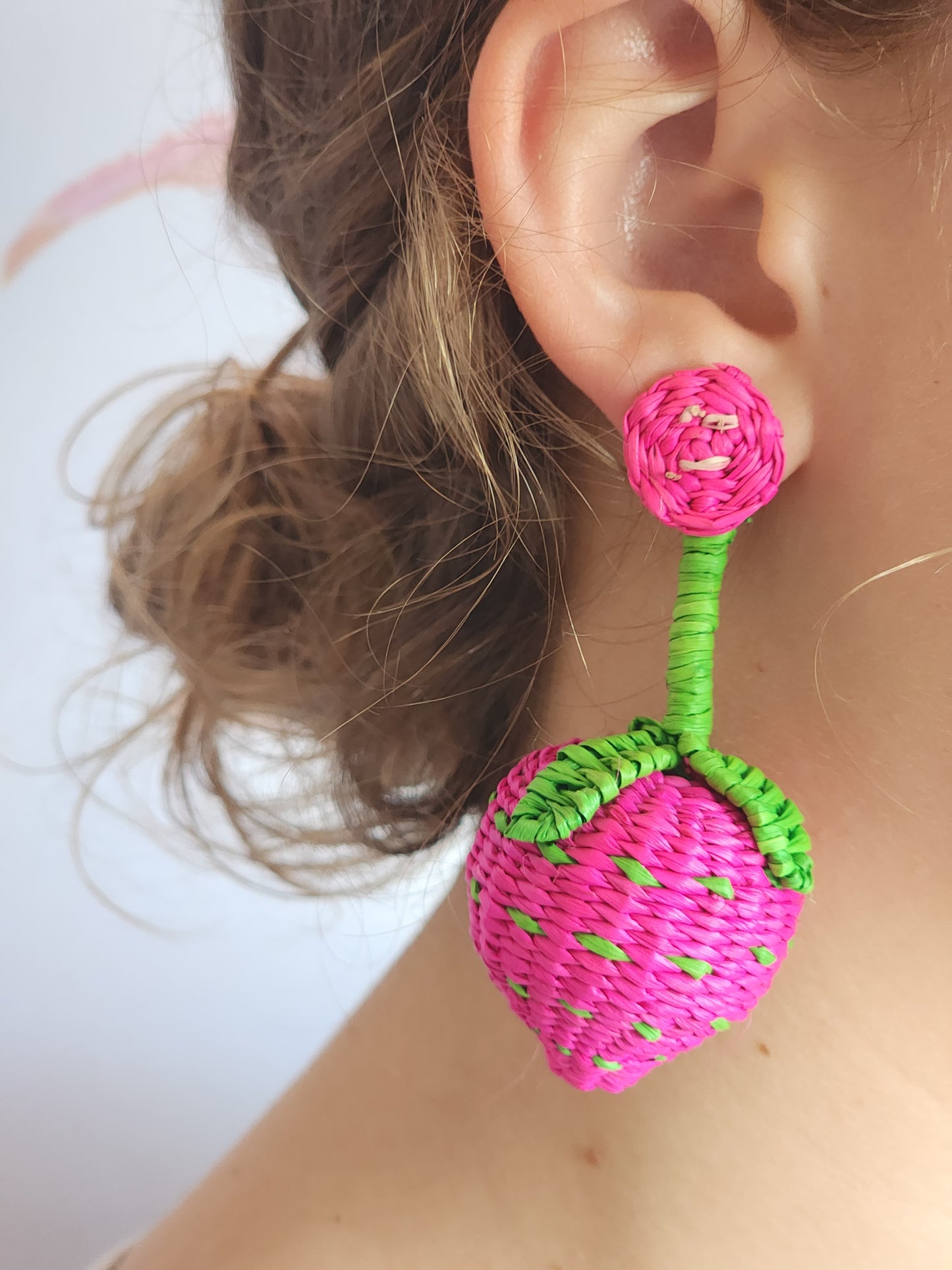 Earrings - Woven Strawberries