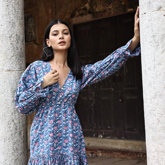 Fox + Mermaid Block Printed Dress - Avni