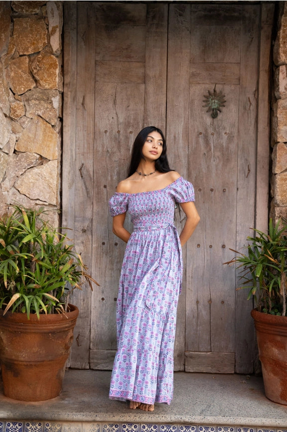 white christmas dresses Mustard Garden Pure Cotton Hand Block Printed Dress For Women Online –  Okhaistore