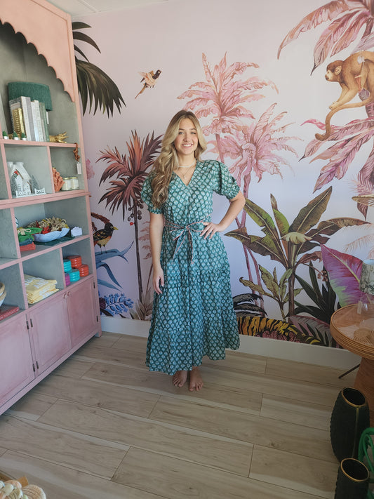 Fox + Mermaid Block Printed Dress - Imara