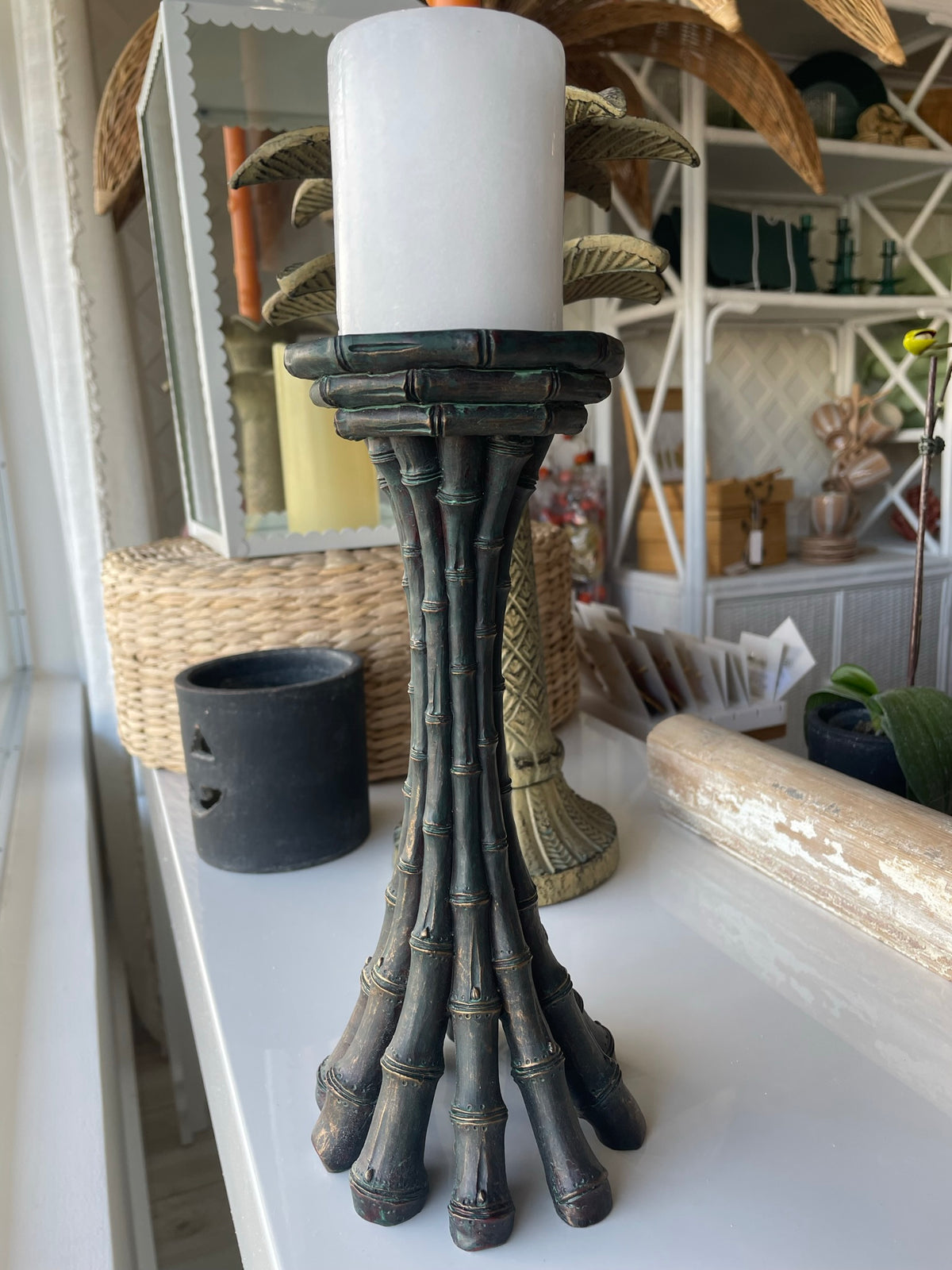 Vintage Bamboo Pillar Candle Stand