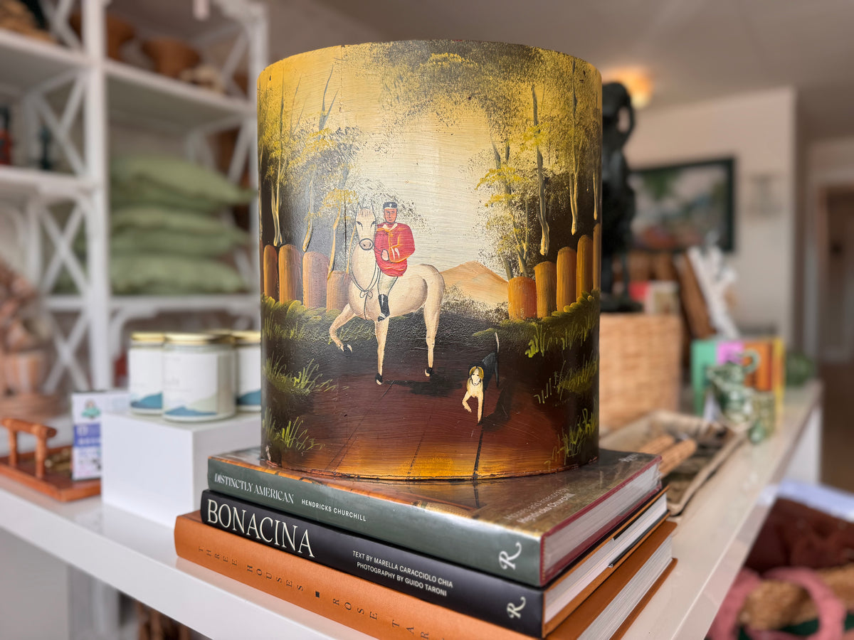 Hand-Painted Wooden Wastebasket