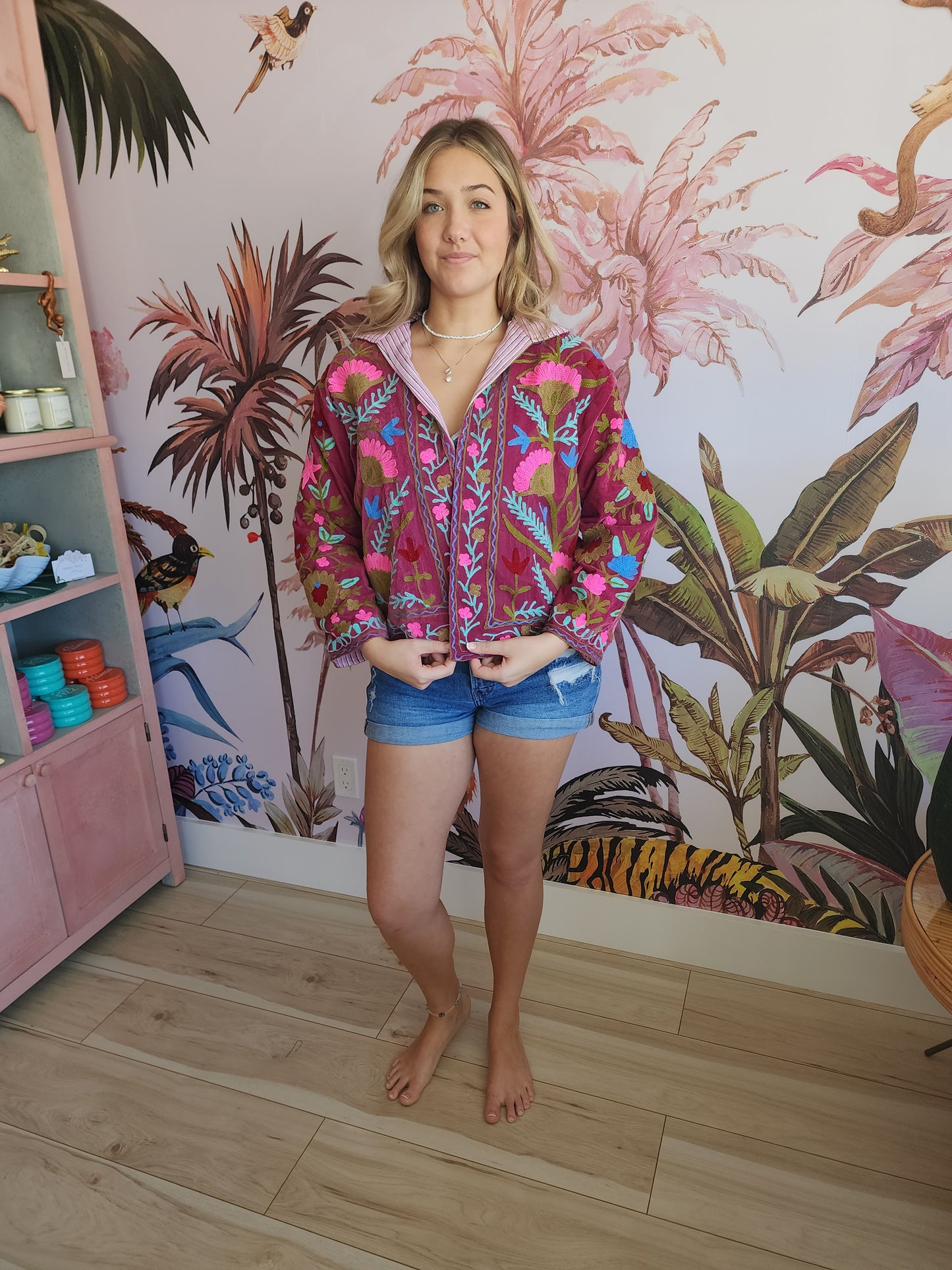 Lavender Embroidered Velvet Jacket