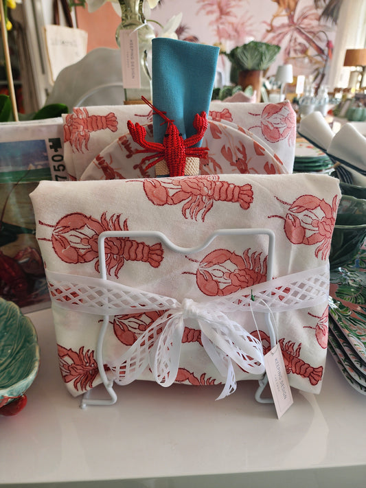 Lobster Coral Round Tablecloth