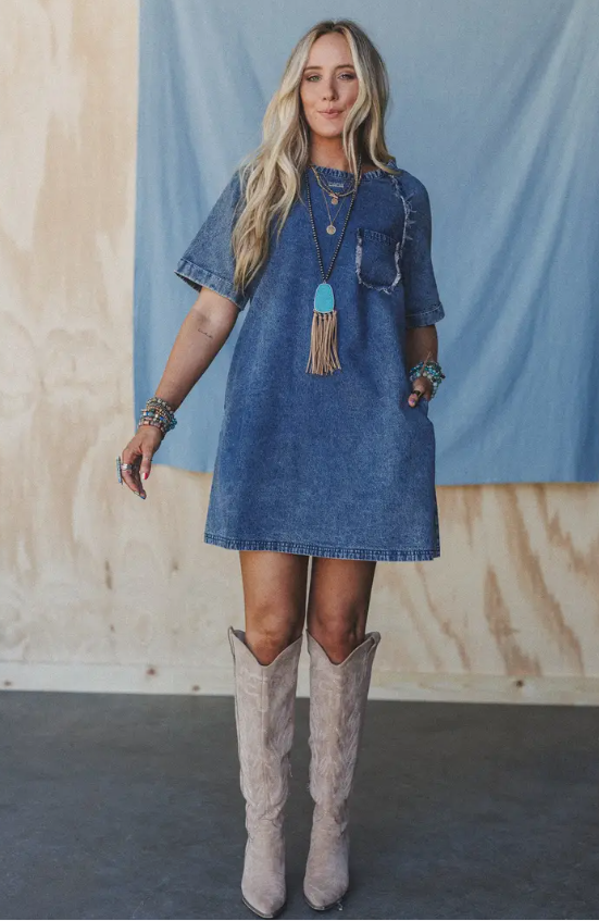 Mini Denim Pocket Dress