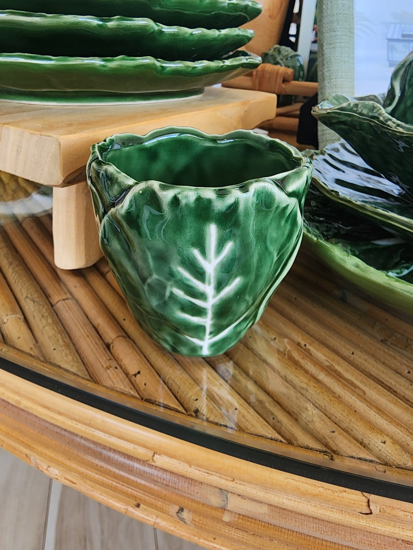 Cabbage Embossed Stoneware - Small Vase