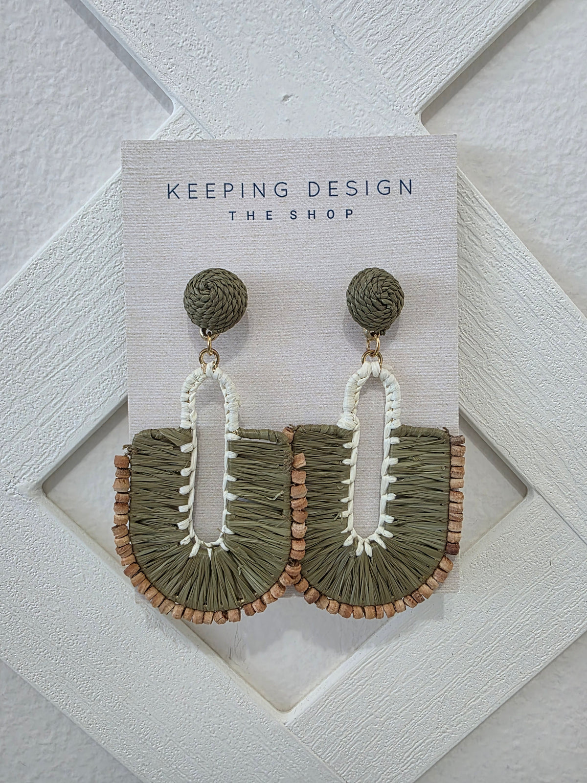 Olive + Ivory Rattan Statement Earrings