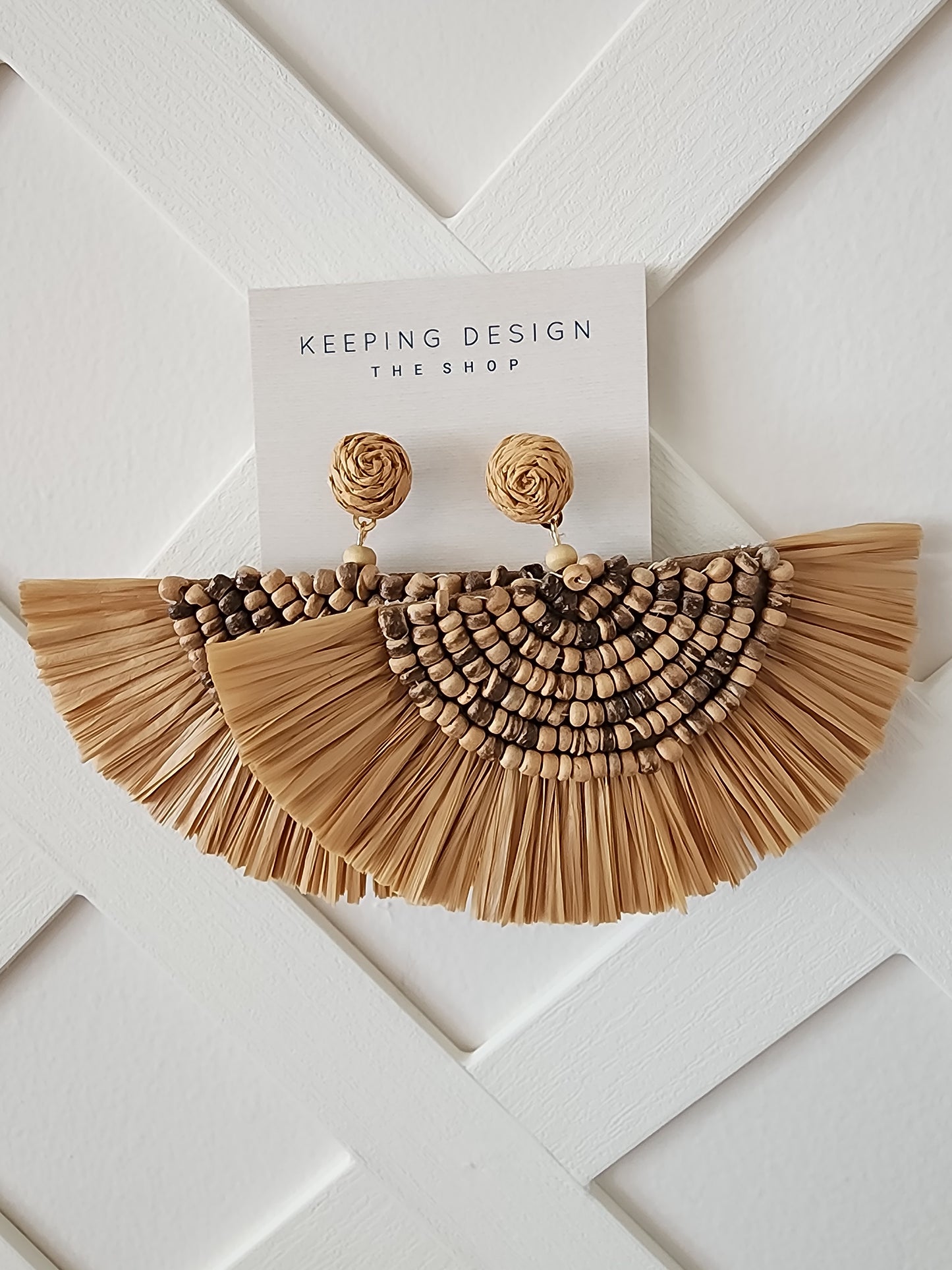 Earrings - Rattan Tassel Fan