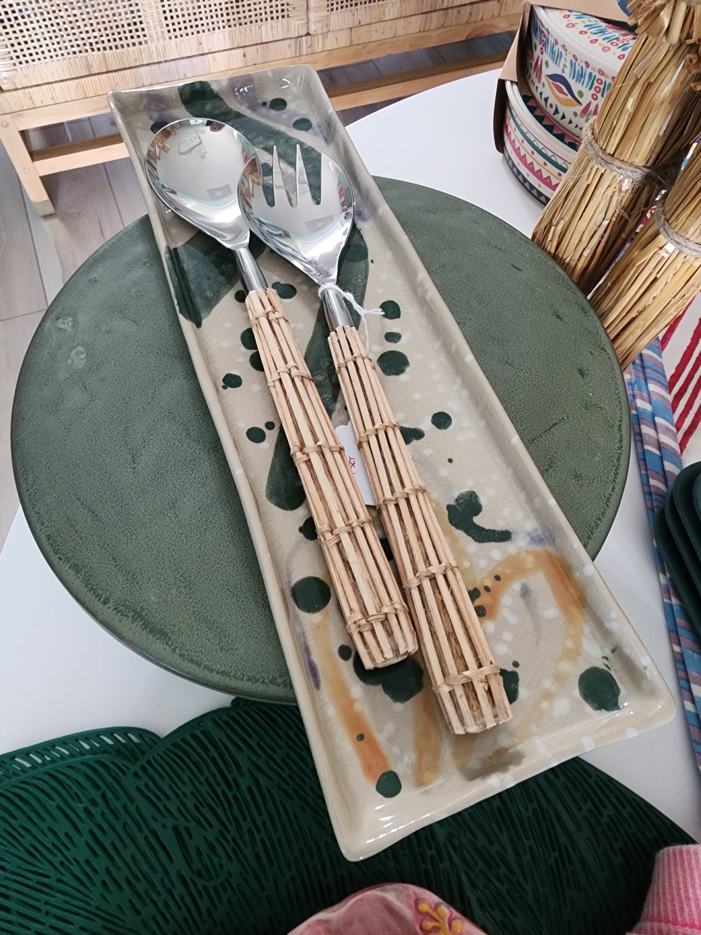 Rattan Handle Salad Servers