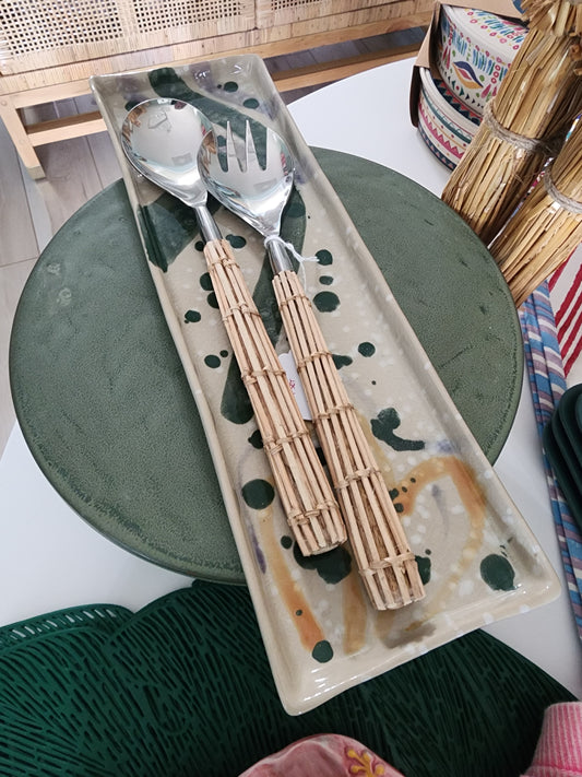 Rattan Handle Salad Servers