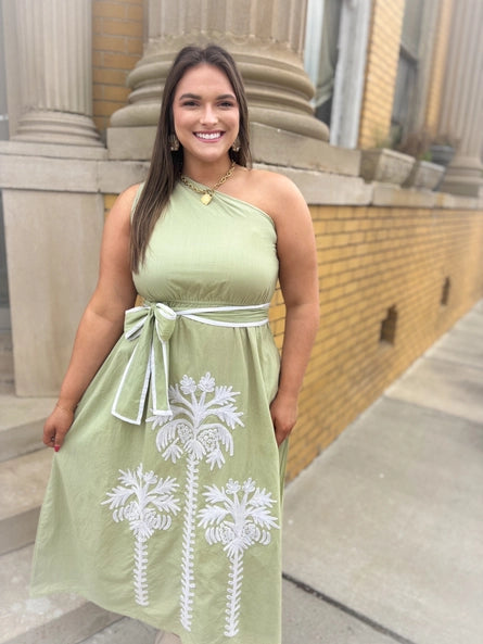 Royal Palms One Shoulder Midi Dress