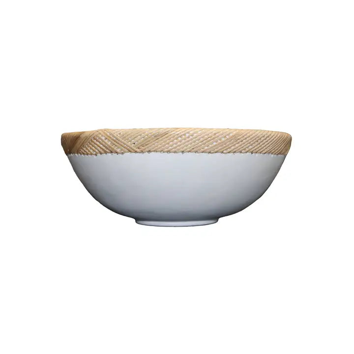 Terracotta Round Bowl - White