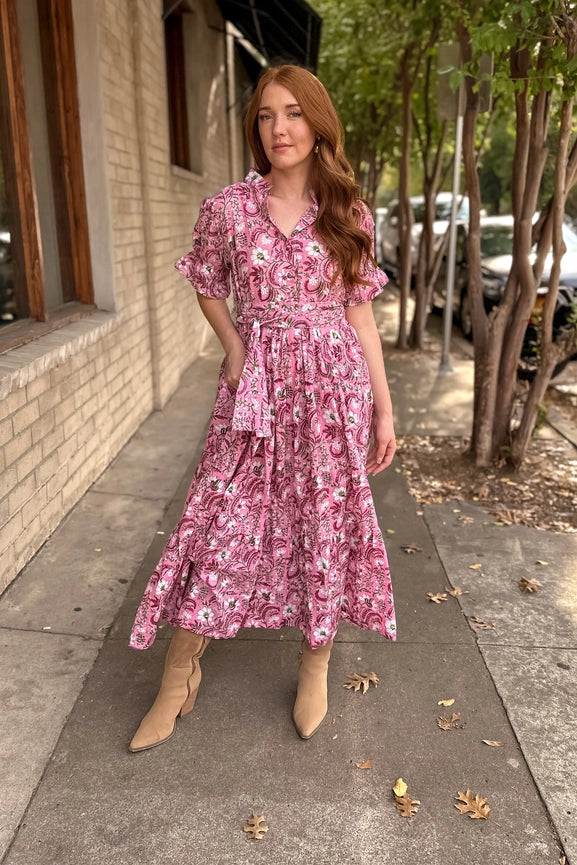 The Blair Maxi Dress - Spring Pink Floral Keeping Design The Blair Maxi Dress - Spring Pink Floral Keeping Design