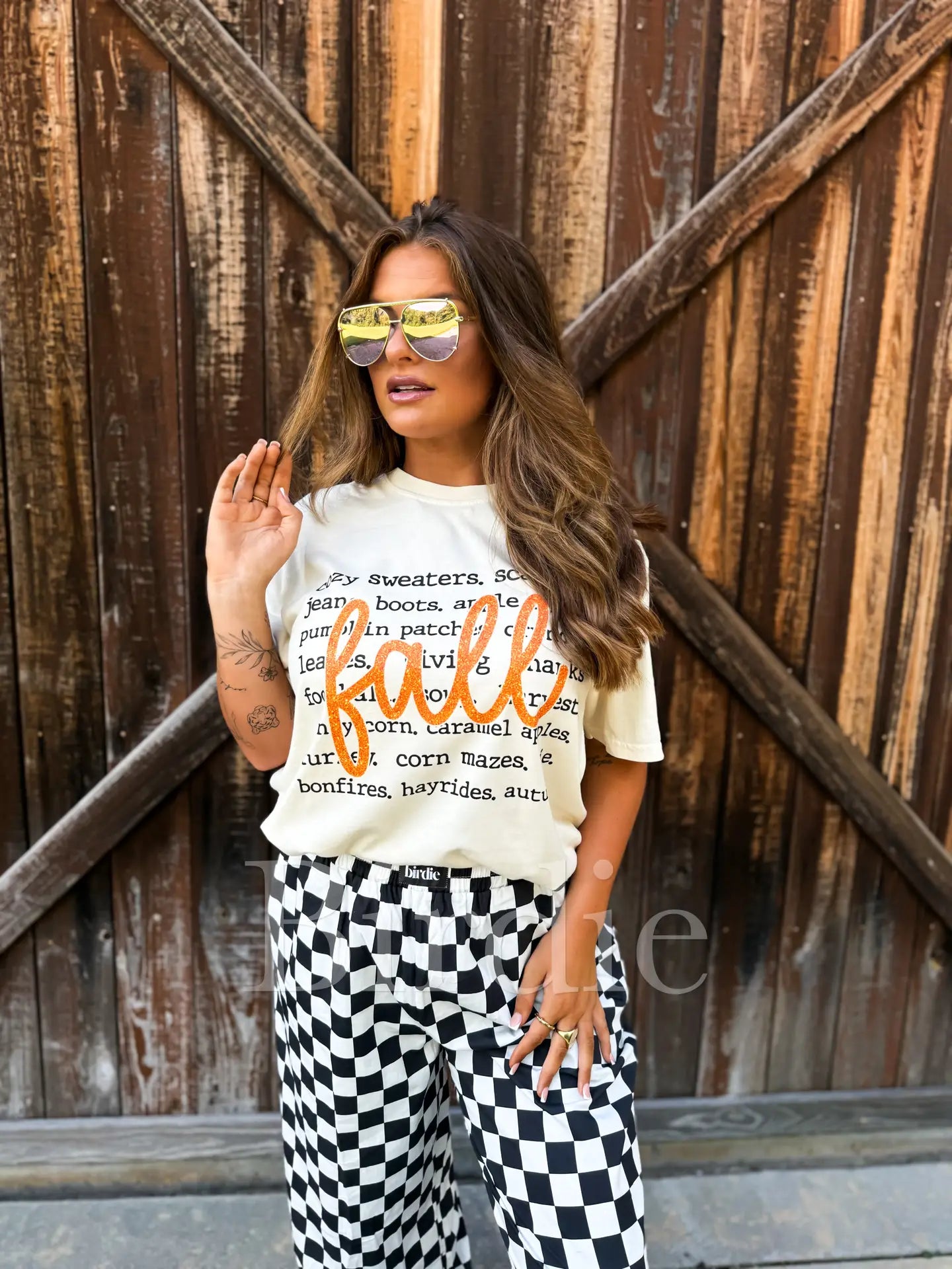 Boxy Tee - Ivory Fall Graphic