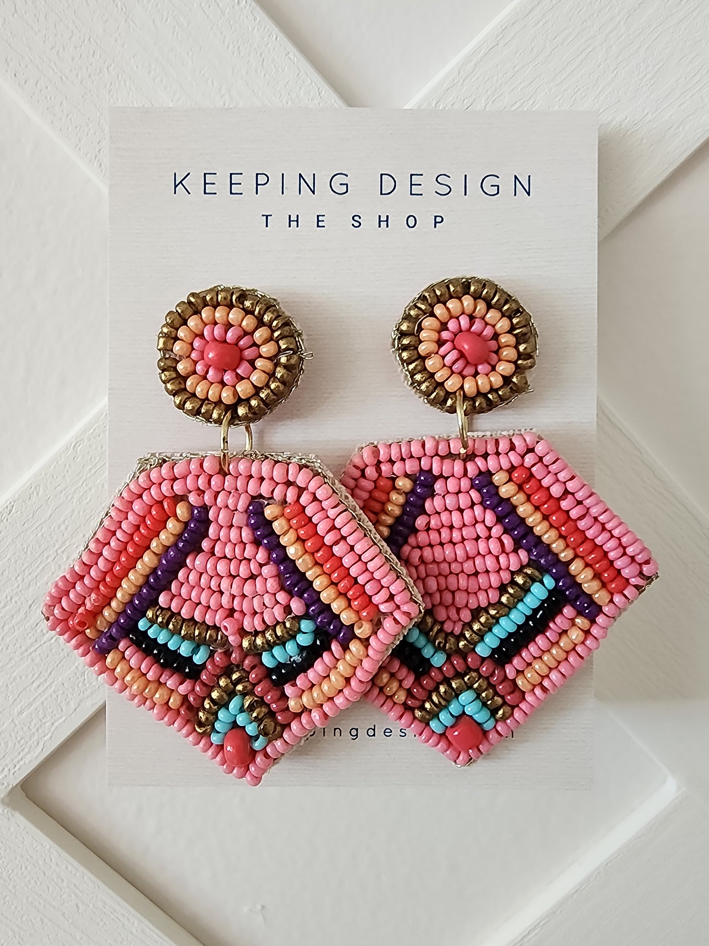Earrings - Beaded Pentagon
