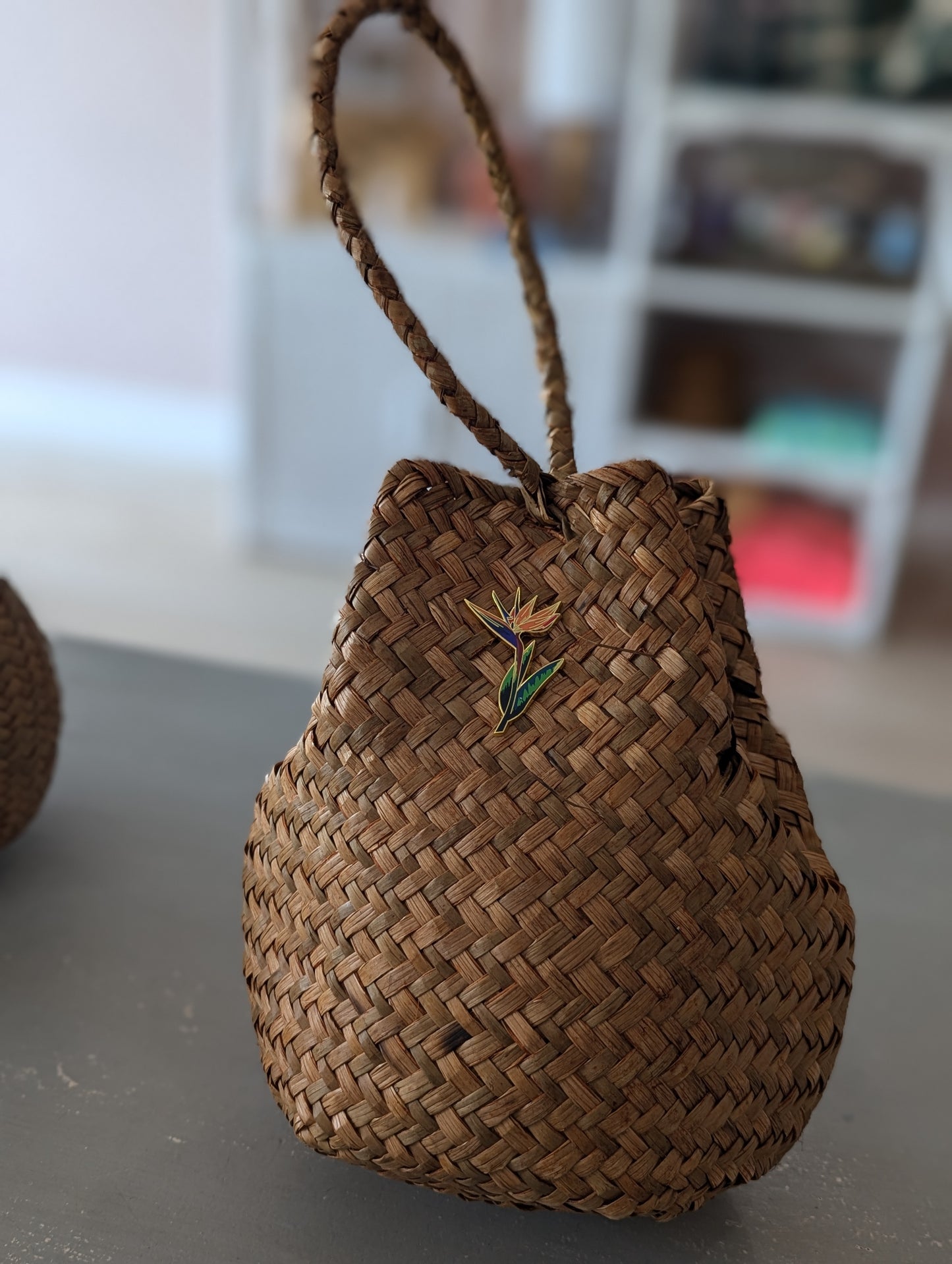 Mini Bohemian Woven Bucket Bag w/ Brooch