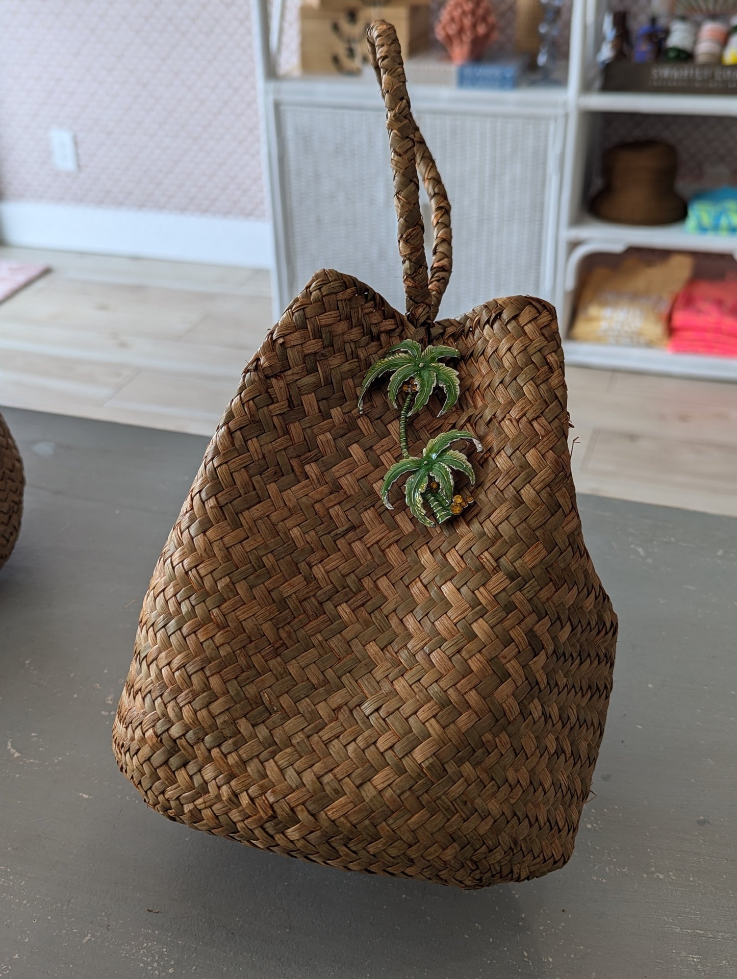 Mini Bohemian Woven Bucket Bag w/ Brooch