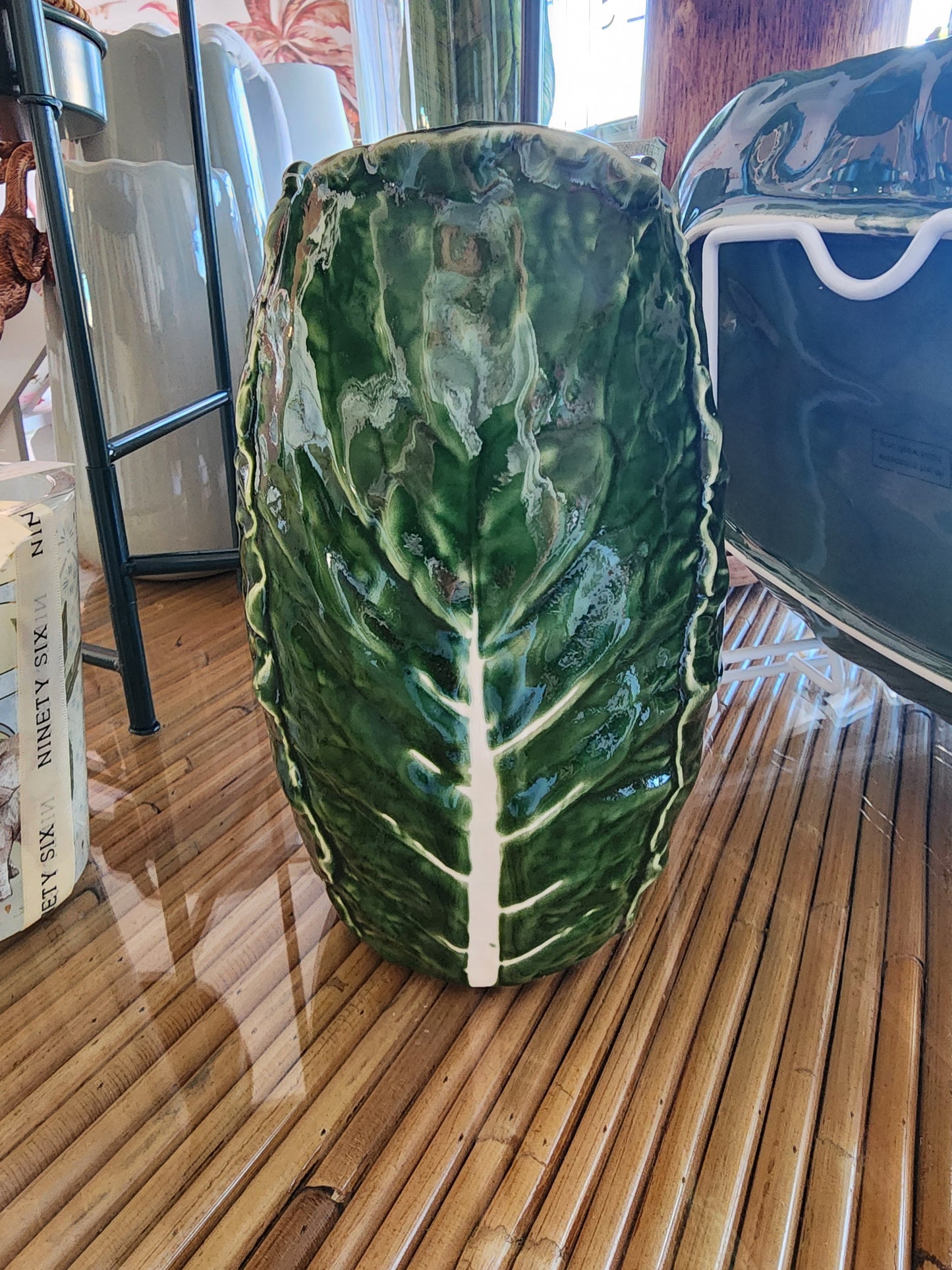 Cabbage Embossed Stoneware - Large Vase