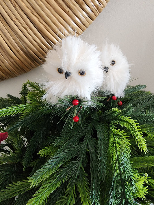Fluffy Christmas Owl Pick