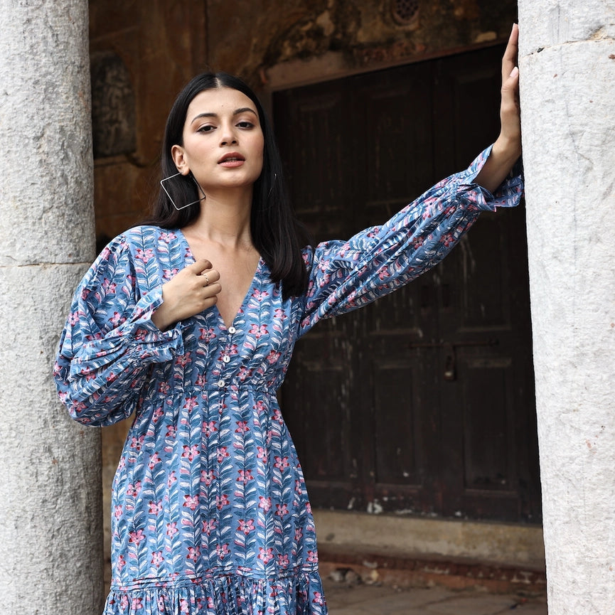 Fox + Mermaid Block Printed Dress - Avni