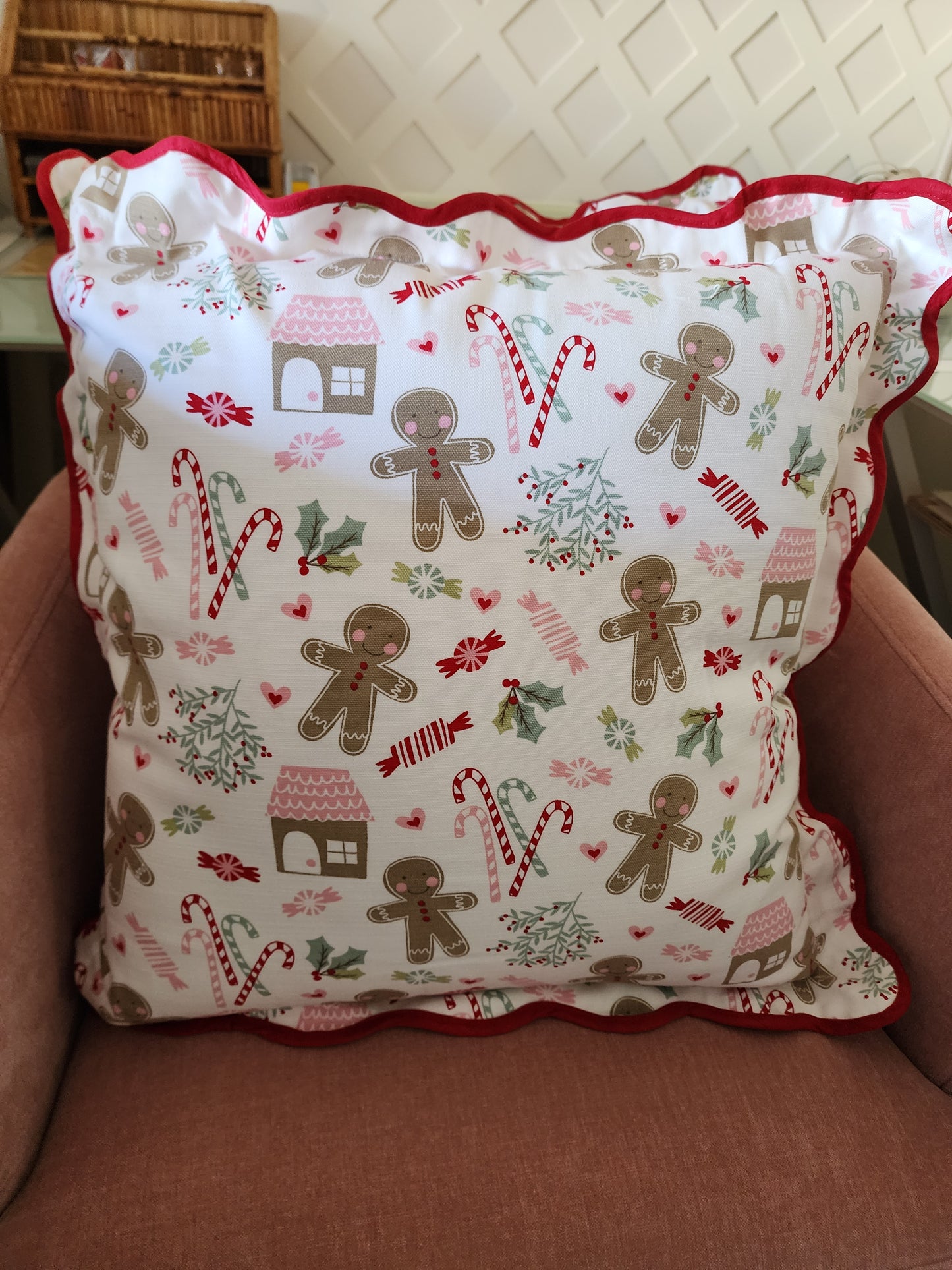 Gingerbread + Candy Canes Throw Pillows