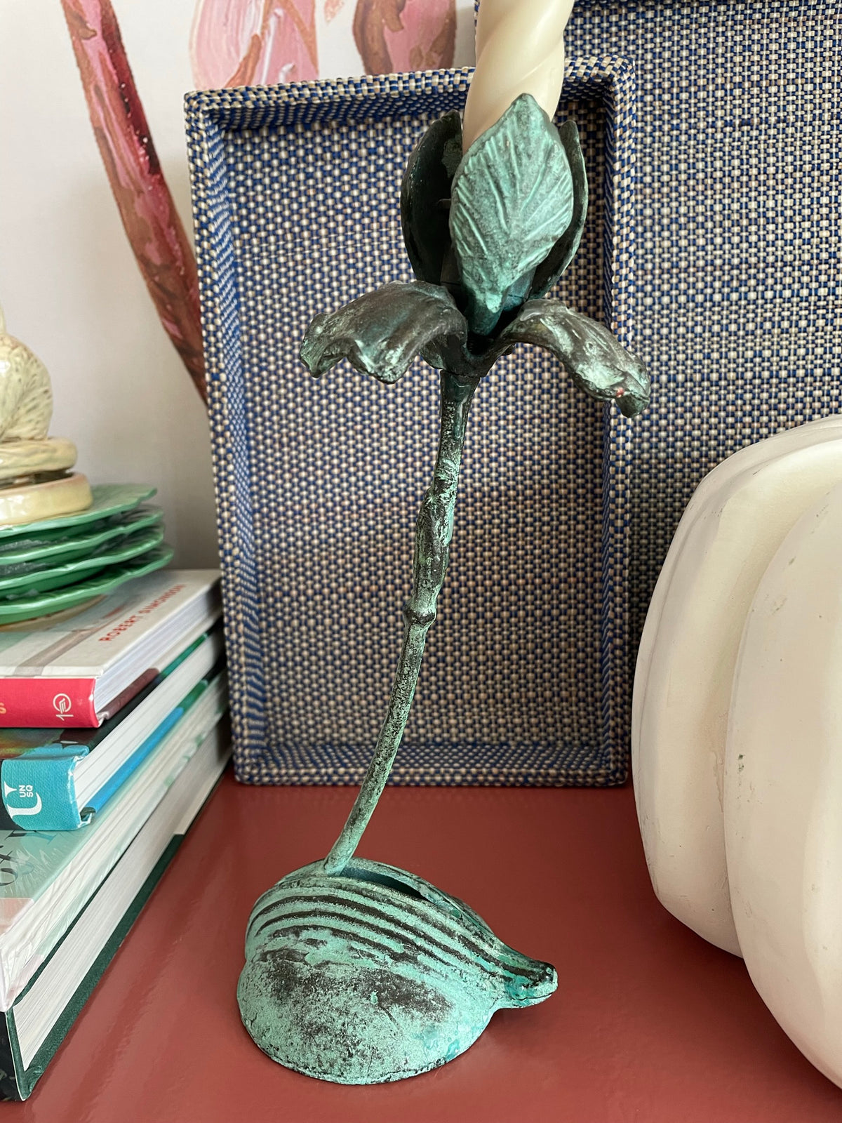 Vintage Brass Floral Candlestick Holder