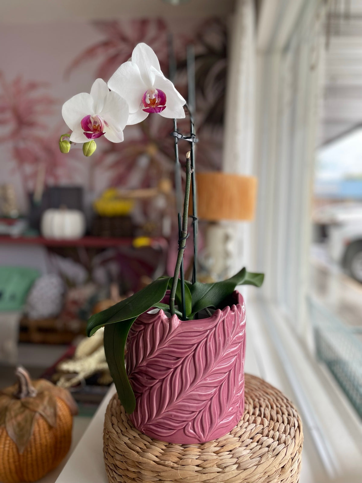 Leaf Patterned Ceramic Planter