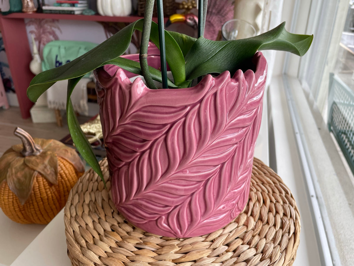 Leaf Patterned Ceramic Planter