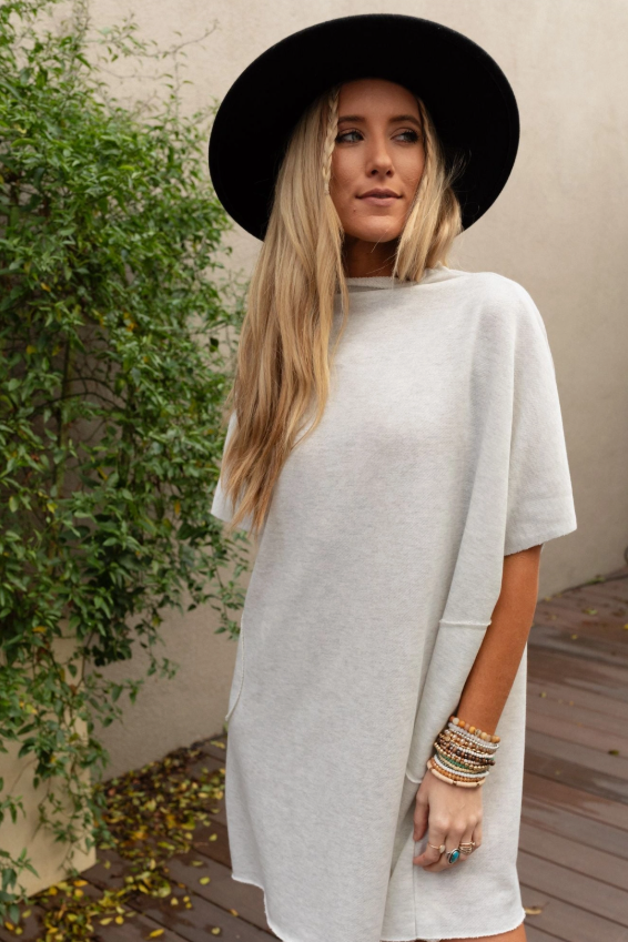 Laid Back Boho Dress - Light Gray