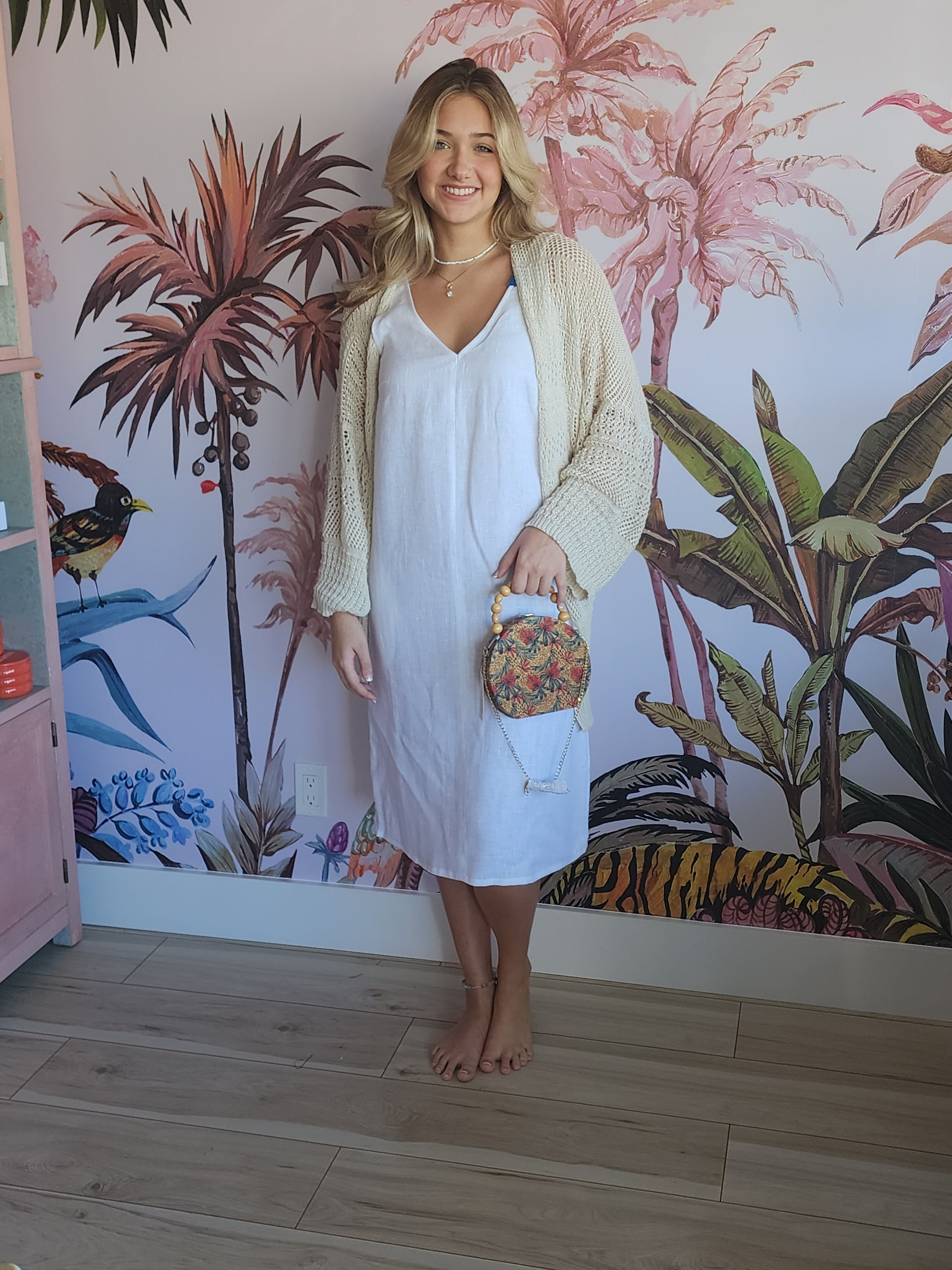linen dress with cutouts Cut-Out Linen Dress TAHITI in White