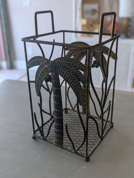 Metal Brown Wrought-Iron Palm Tree Basket
