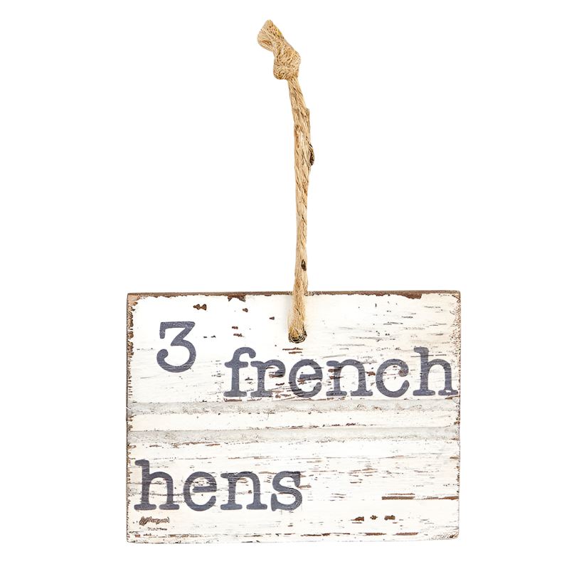 Three French Hens Wood Ornament