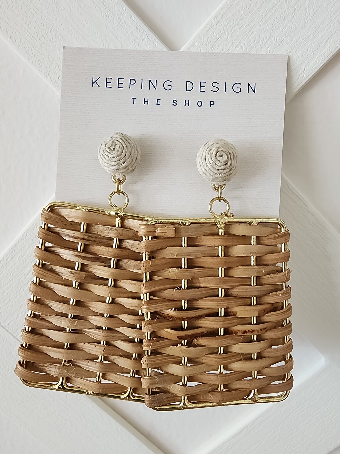 Earrings - Wicker Rectangle
