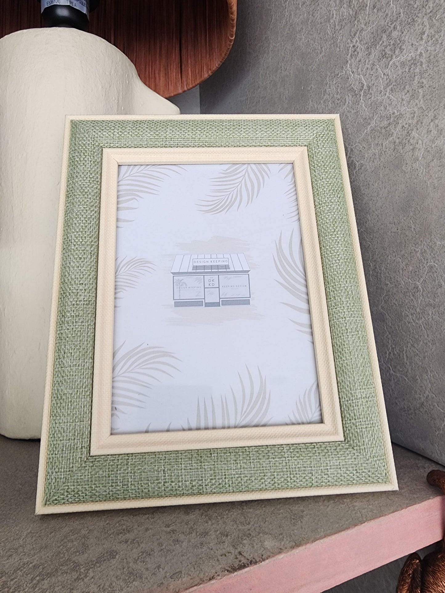 Woven Green + Beige Picture Frame