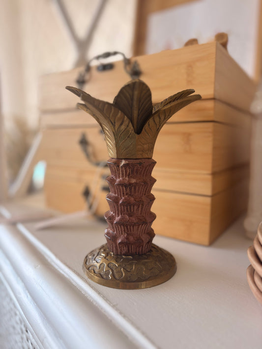 Brass Palm Tree Candle Holder