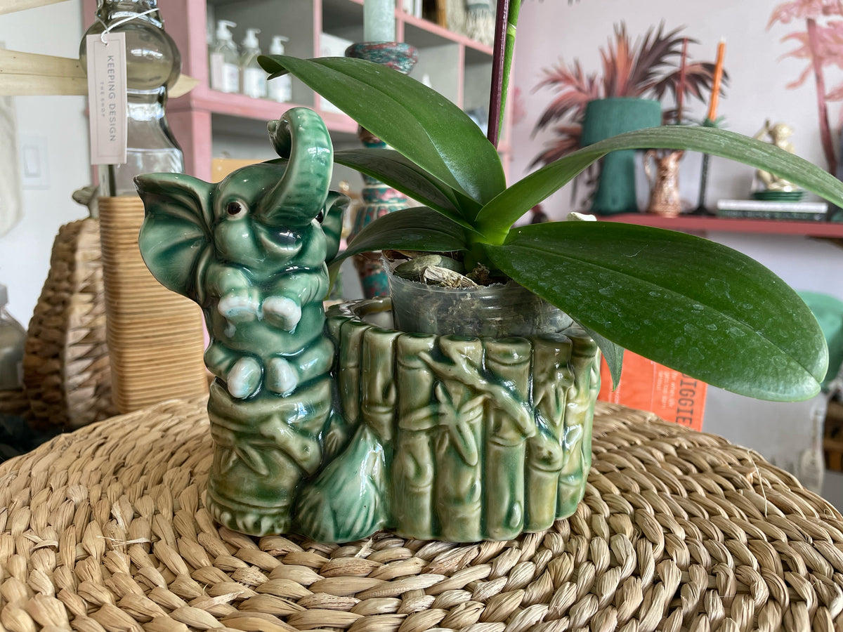 Vintage Ceramic Elephant Planter