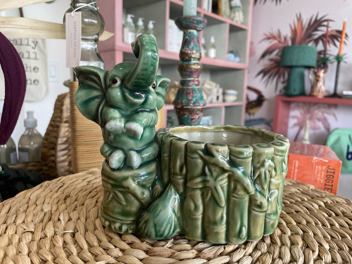 Vintage Ceramic Elephant Planter