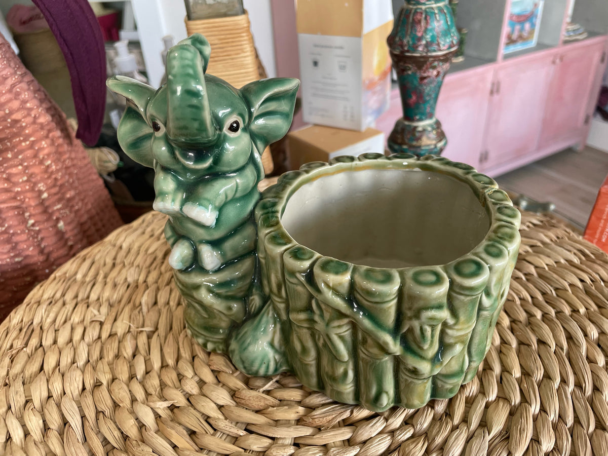 Vintage Ceramic Elephant Planter